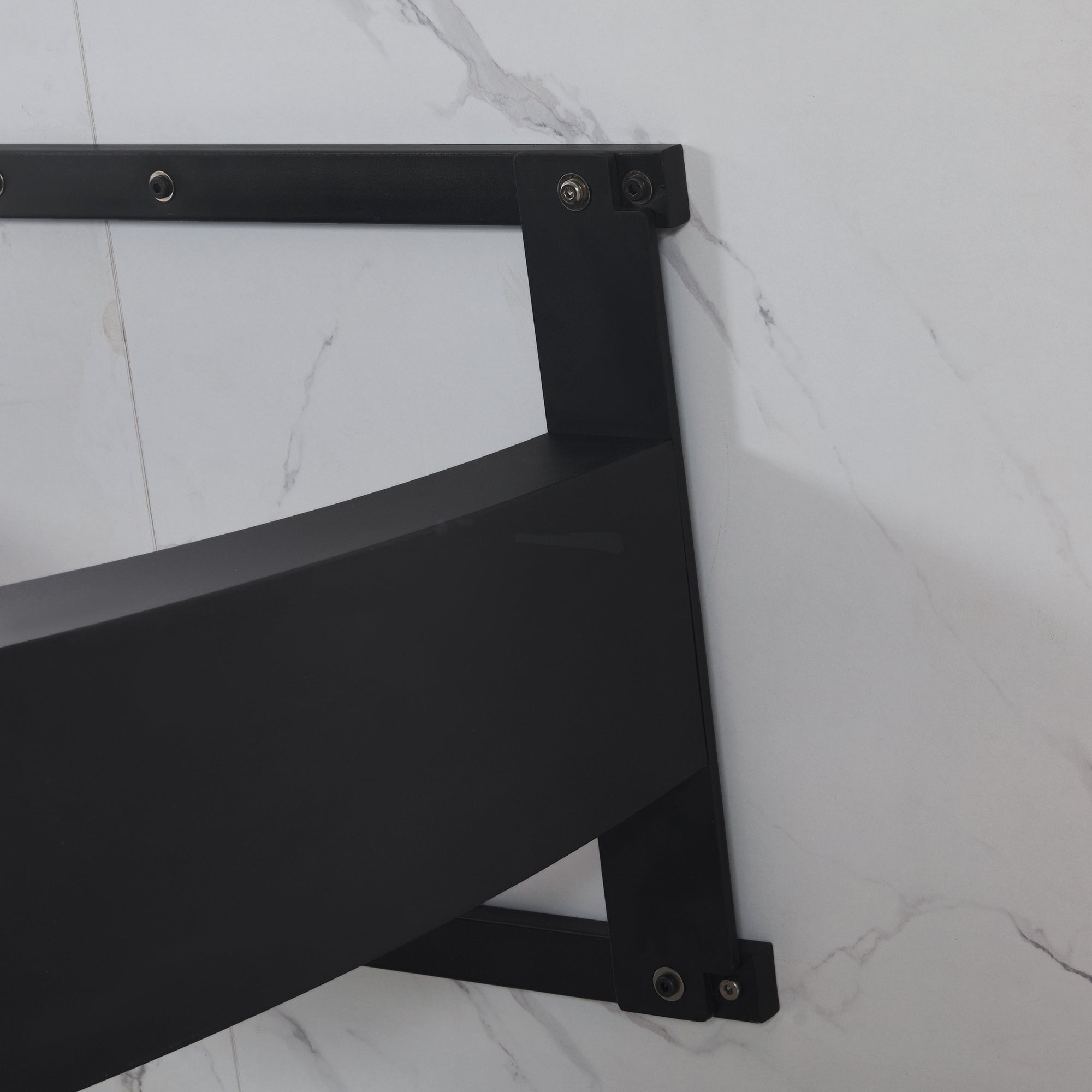 Dining Table 140x75.5cm Rectangular Marble Pattern Metal Frame Adjustable Legs - White/Black