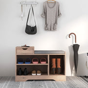 Multi-Compartment Shoe Bench with Seat, Grey