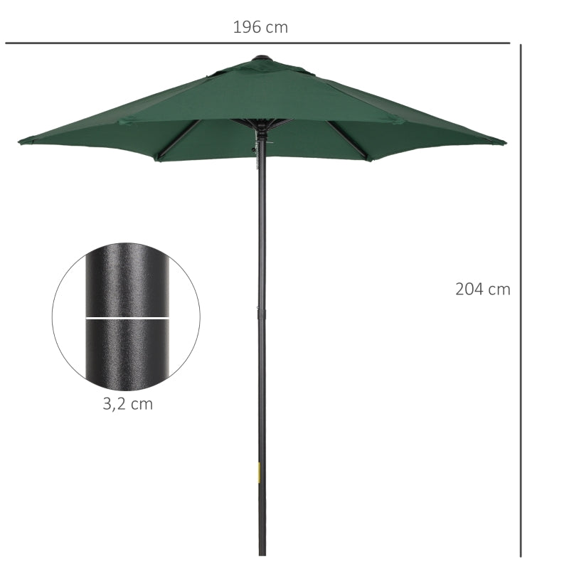 Parasol 196cm Hexagonal Windproof Crank Green