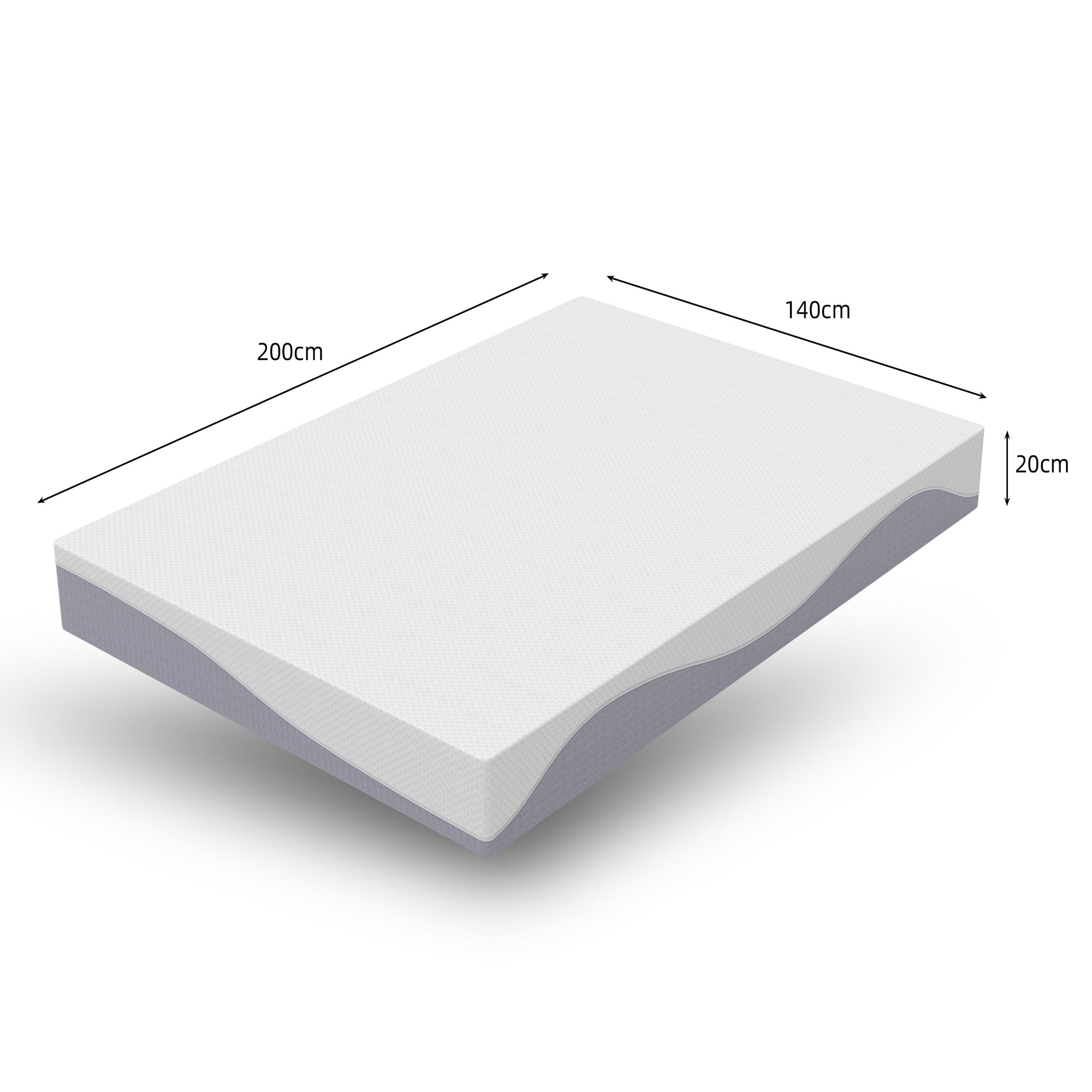 Foam Mattress 140x200 cm Medium Firmness Oeko-TEX Certified Grey/White Fabric