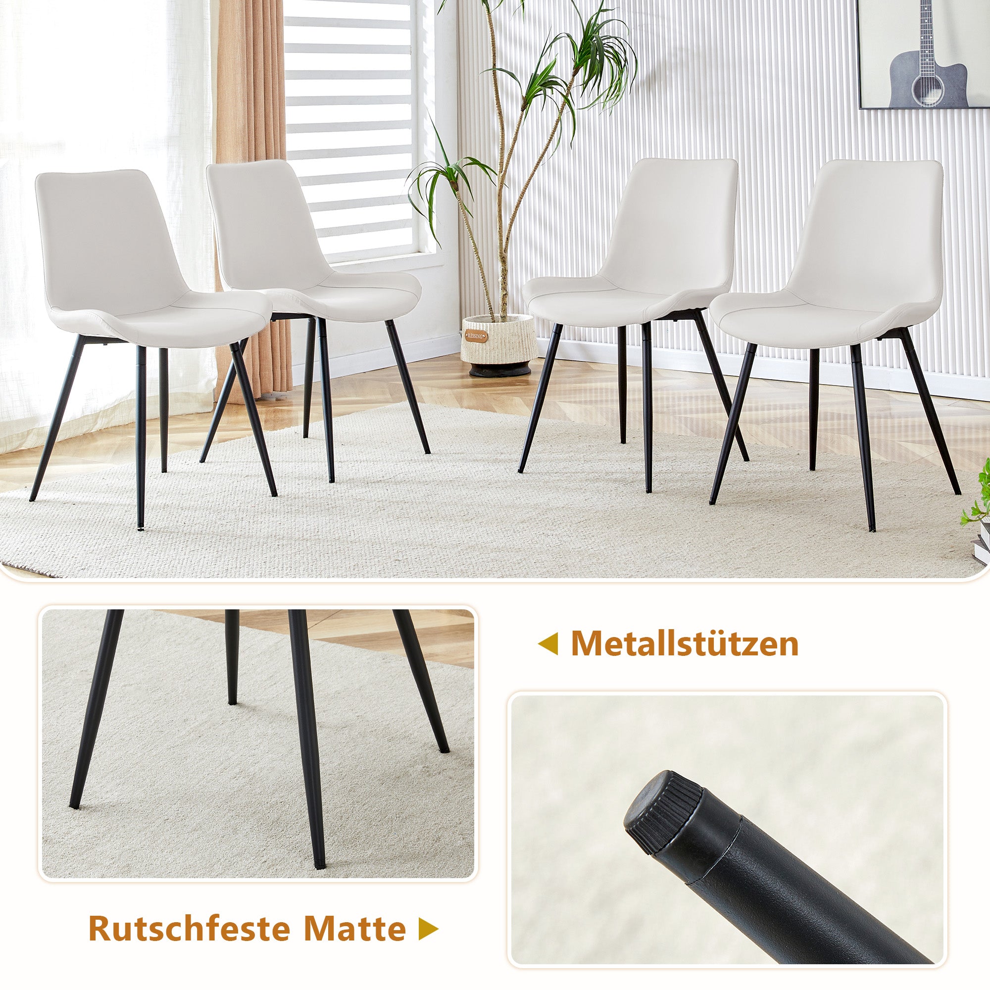 160 cm Rectangular Dining Table Set, Multifunctional Storage & 4 Chairs, White PU