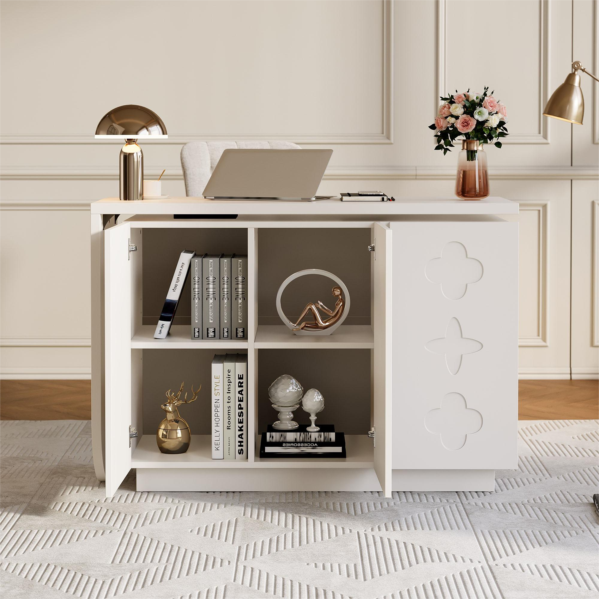 Desk, Rotating L-Shaped Corner, 110 cm White