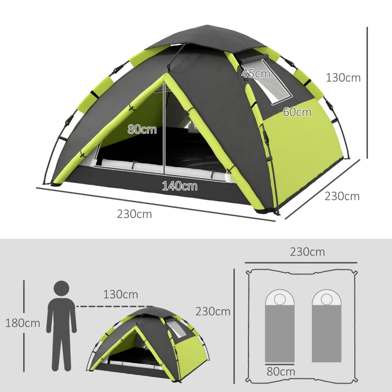 Camping Tent Two-Man One Room with Accessories Green