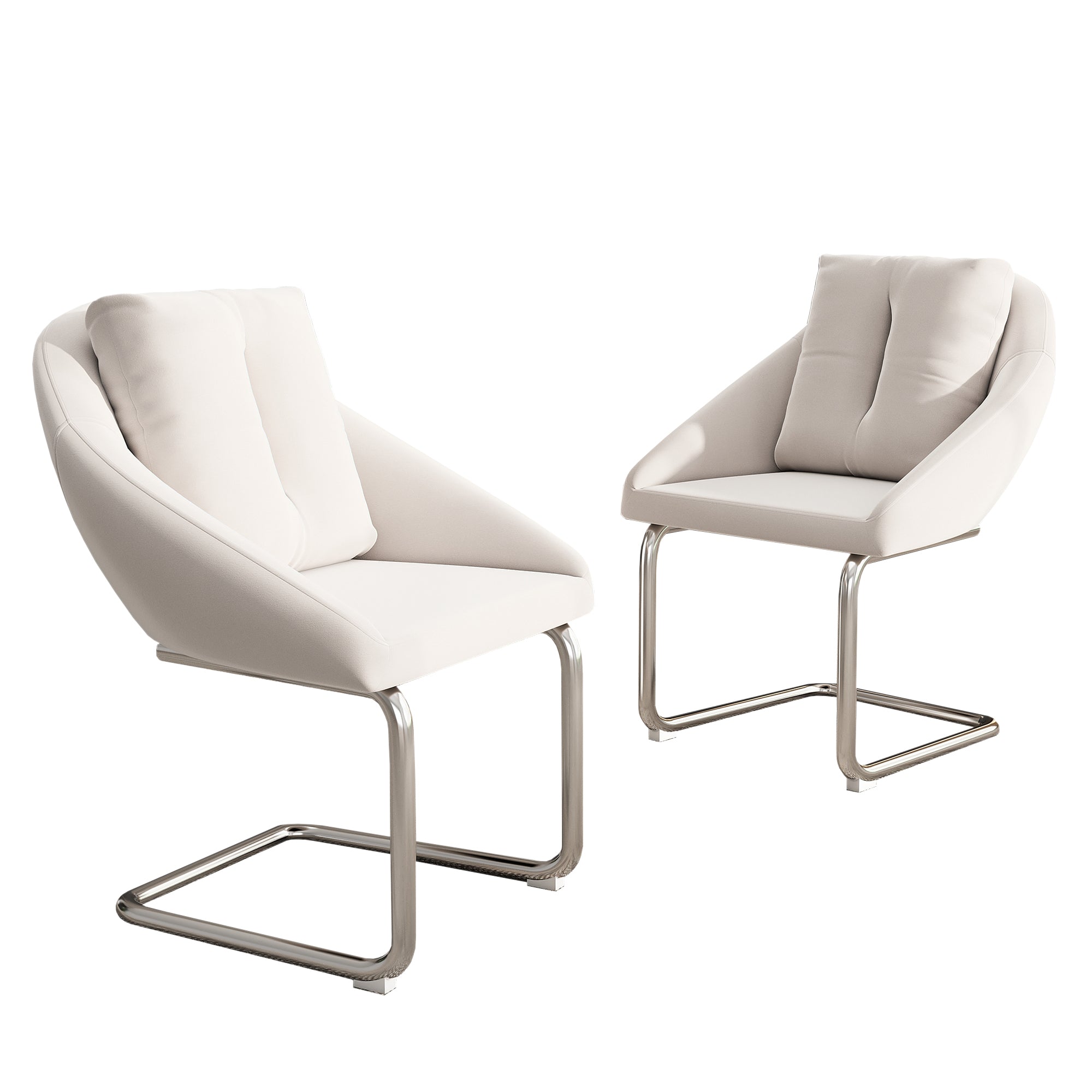 Velvet Dining Chairs, Set of 2 with Cushions, Curved Legs, Beige