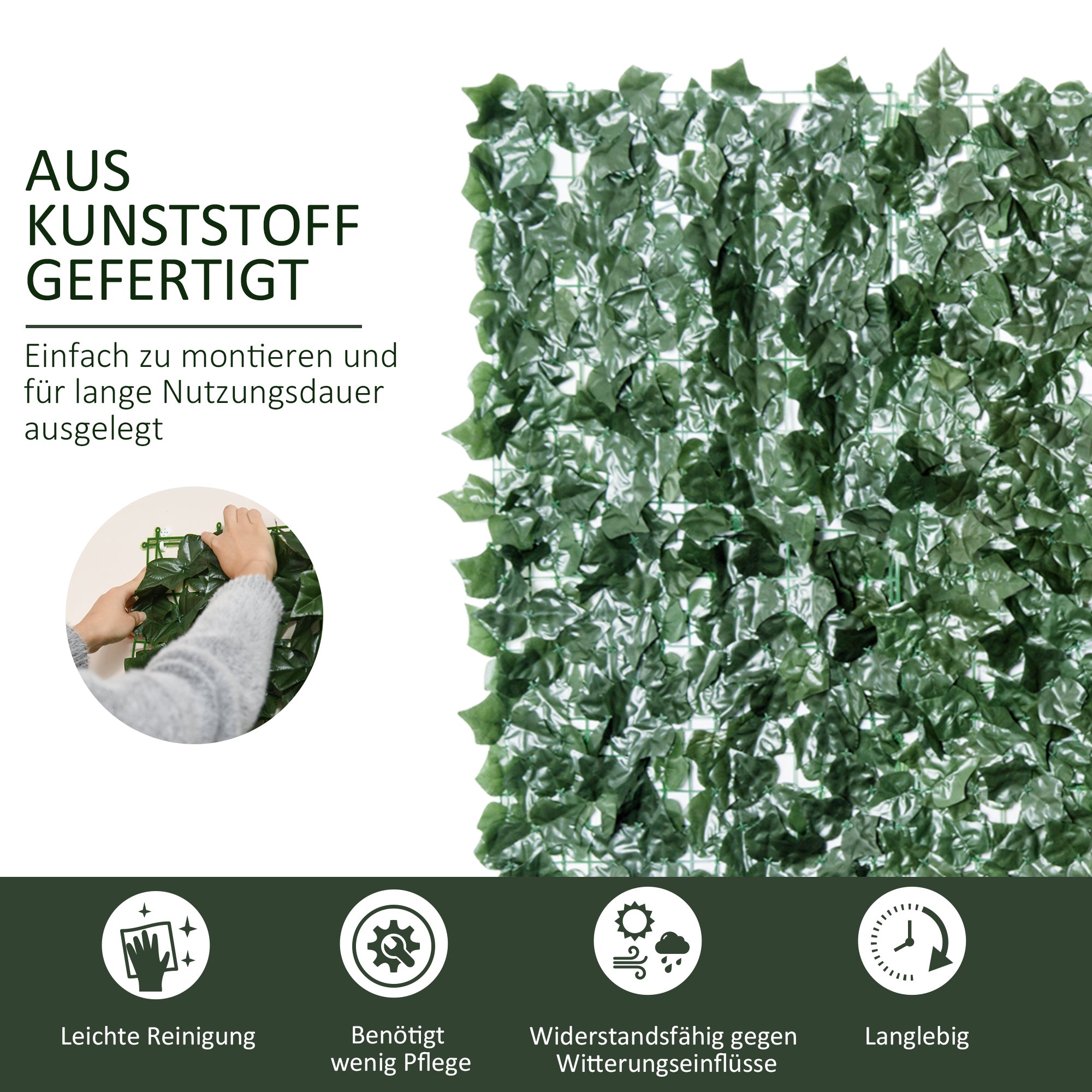 Artificial Hedge Privacy Screen 300 x 150 cm Dark Green