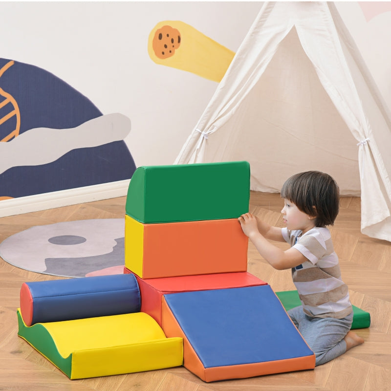 7-Piece Soft Building Blocks, Foam for Romping and Climbing, Artificial Leather, Colorful