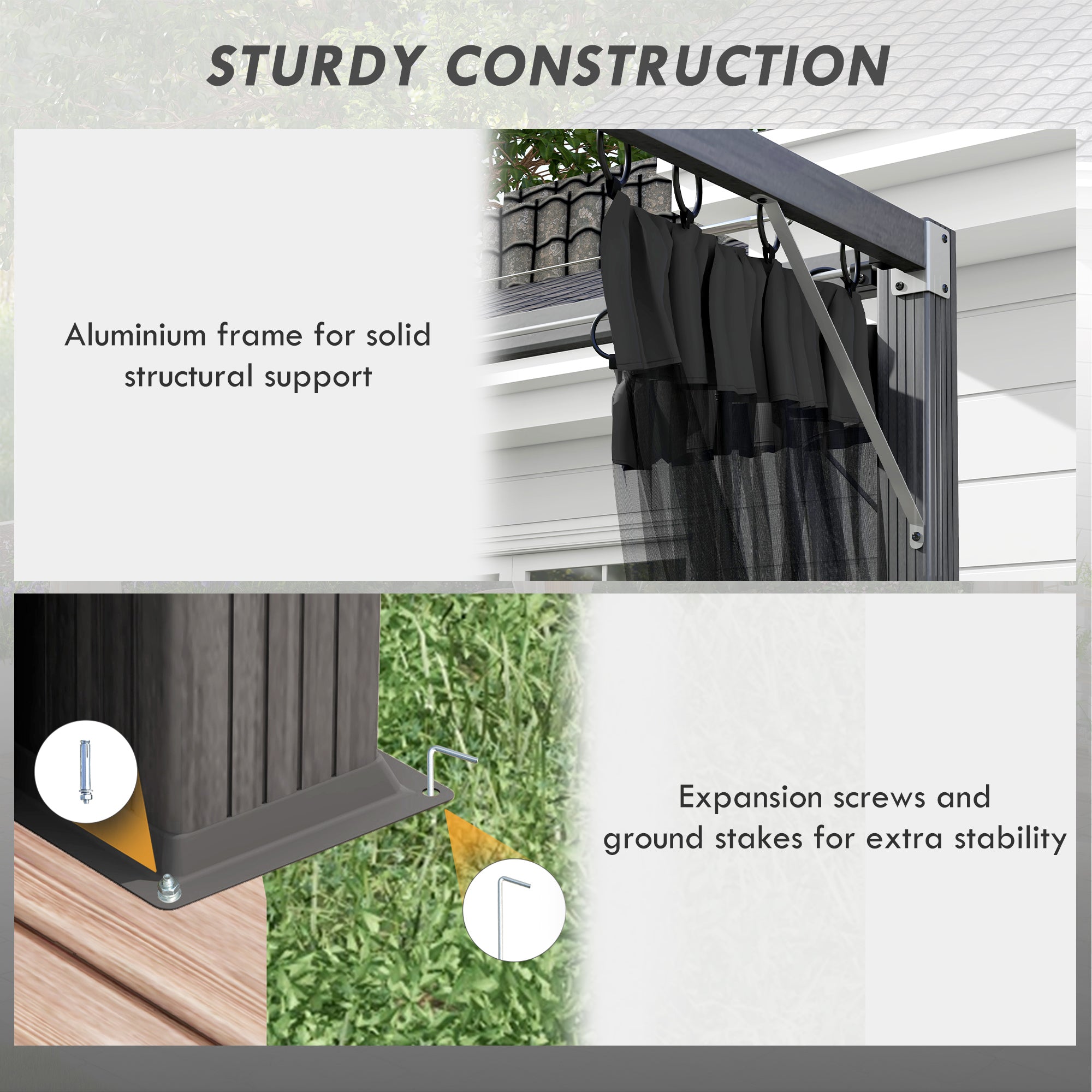 3 x 3m Pergola with Retractable Roof - Dark Grey Aluminium