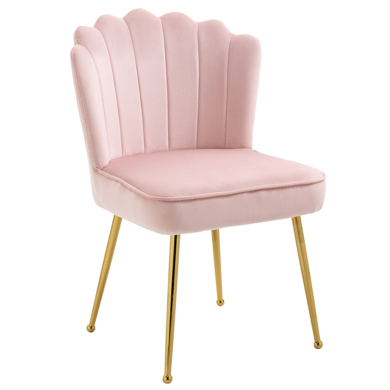 Velvet-Feel Shell Accent Chair with High Back Support - Pink