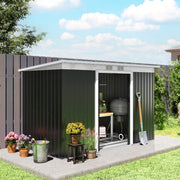9ft x 4ft Garden Shed with Foundation Kit, Vents, and Double Doors, Dark Grey Metal