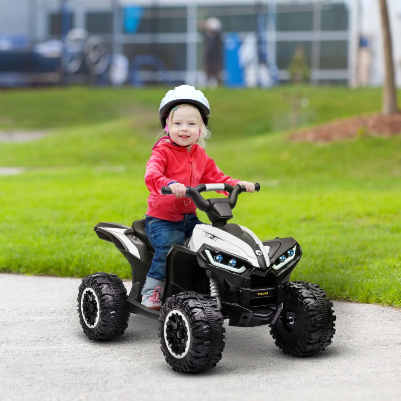 Children's Quad Electric Car, 6 km/h, Sound and Light, Black and White