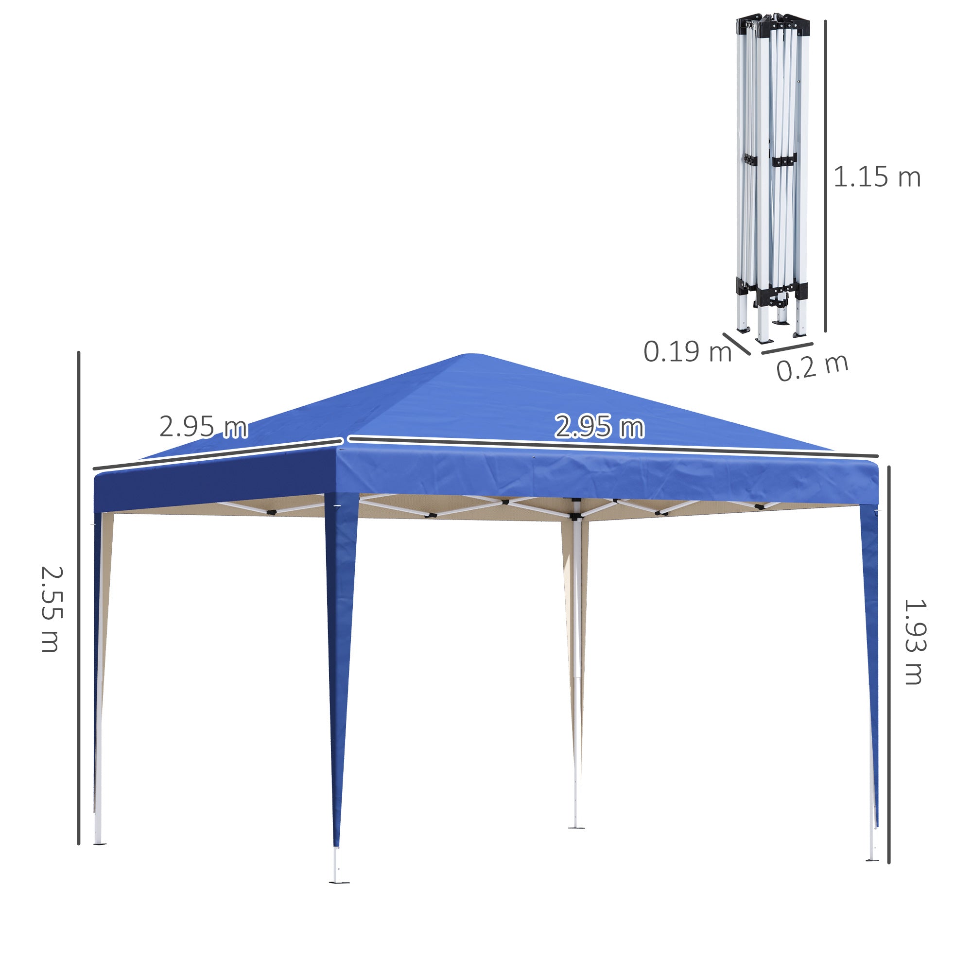 Garden Pop Up Gazebo, 3x3M Height Adjustable Marquee with Carrying Bag, Blue