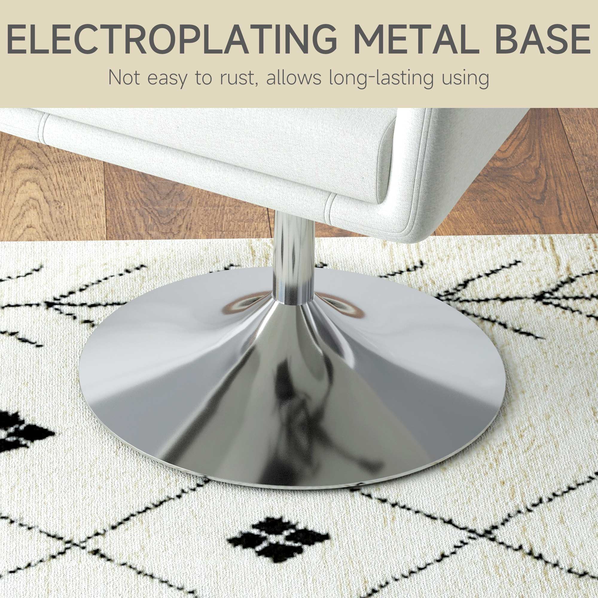 Modern Accent Chair with Swivel Base, Height Adjustable, Cream White