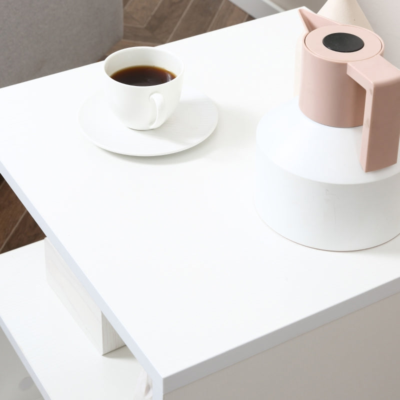 Wooden S Shape Cube Coffee Table 2 Tier Storage Shelves White