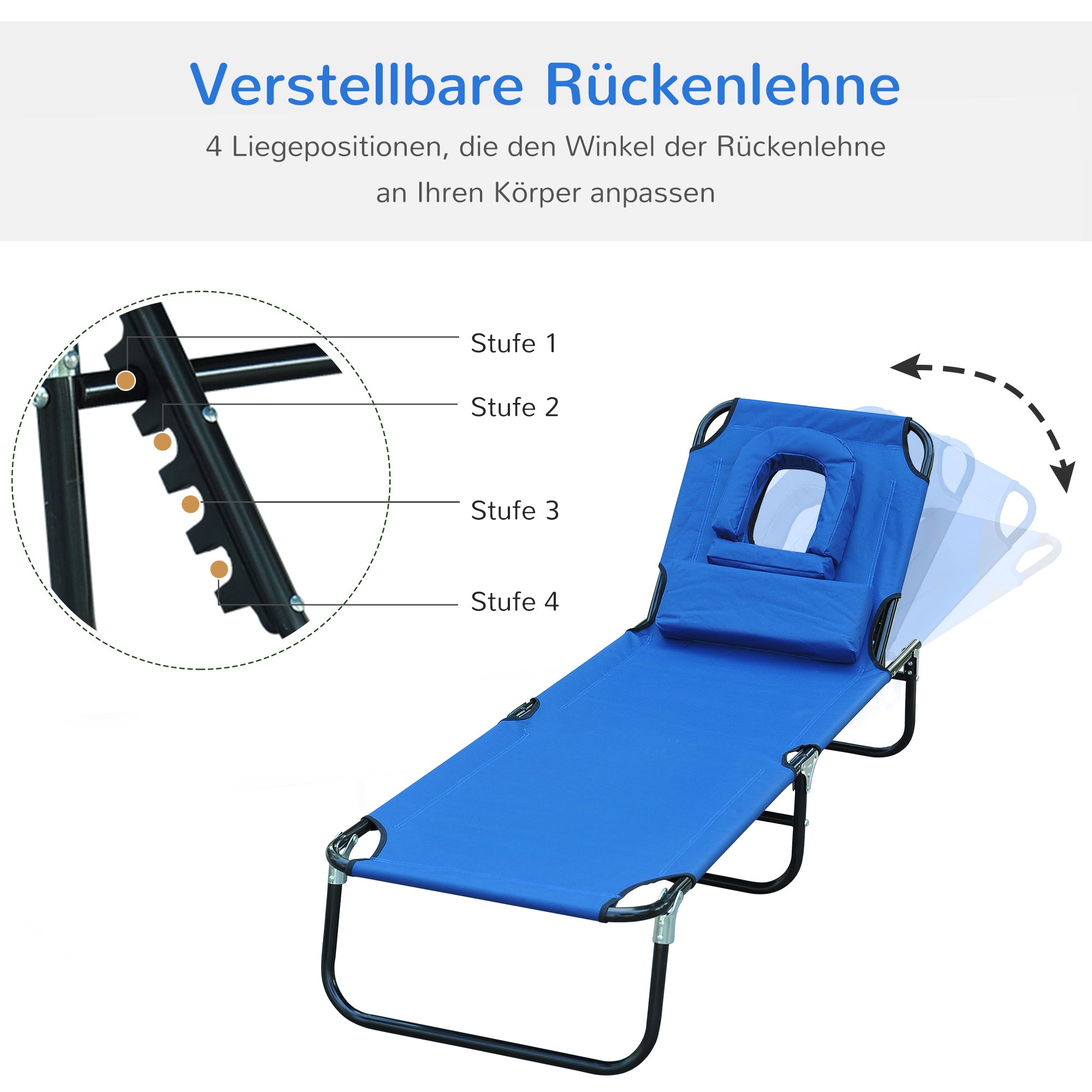 Sun Lounger Tripod with Reading Window, Face Opening, Blue