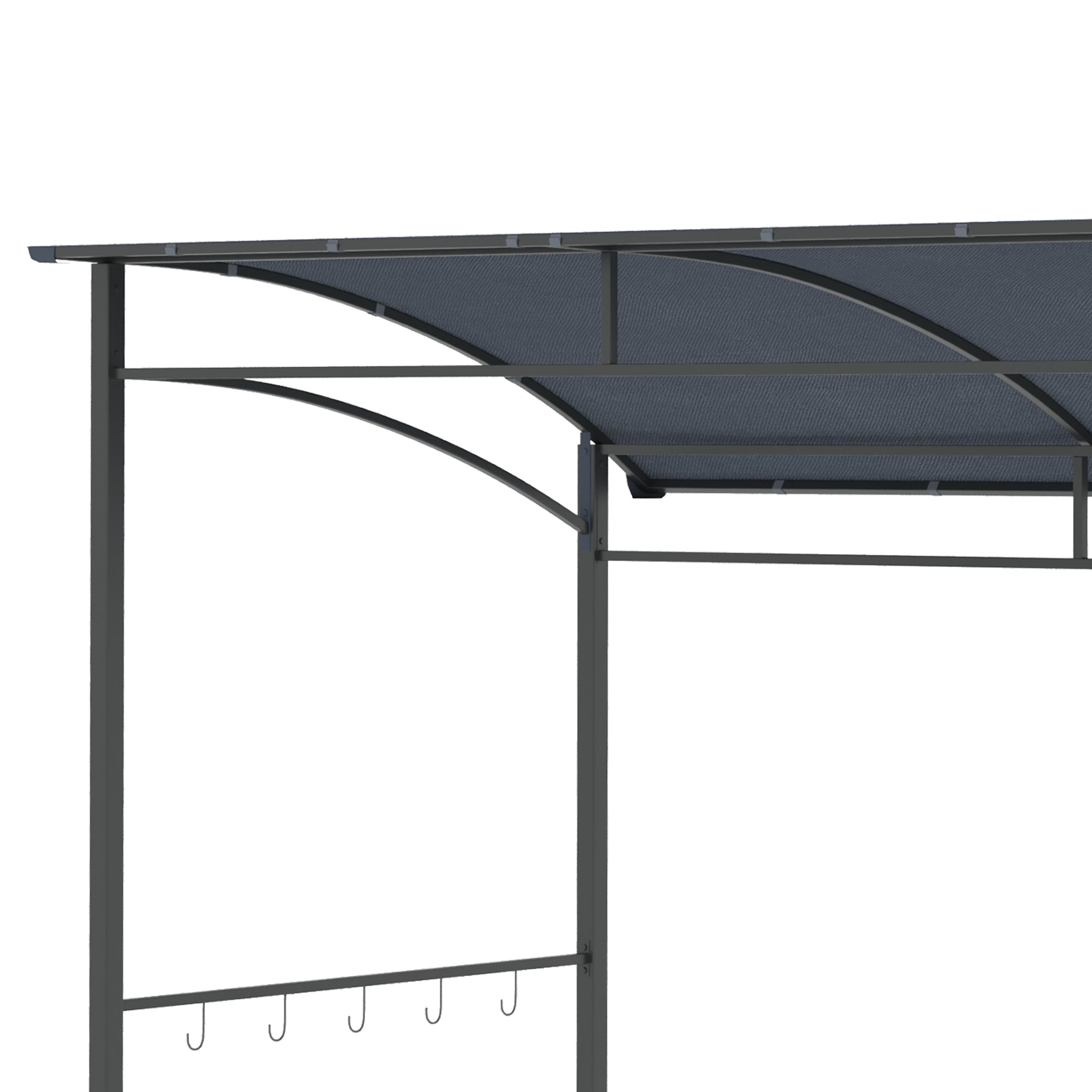 BBQ Grill Gazebo Tent 2.2 x 1.5m Metal Frame Curved Canopy 10 Hooks Grey