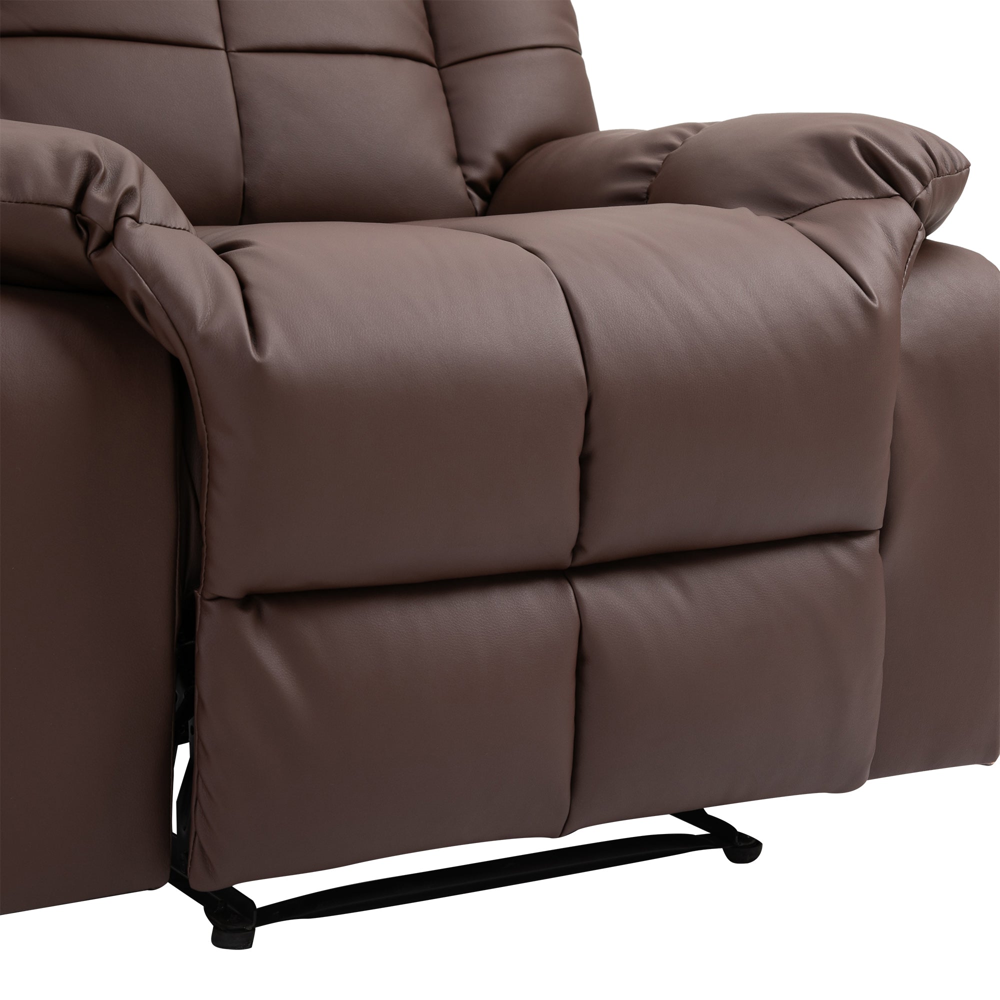 Electric TV Recliner, 165° Reclining 8 Massage Points Remote Control, Faux Leather Brown