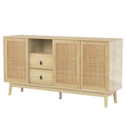 Sideboard 3 Sliding Doors 2 Drawers 155x38x80cm Genuine Rattan