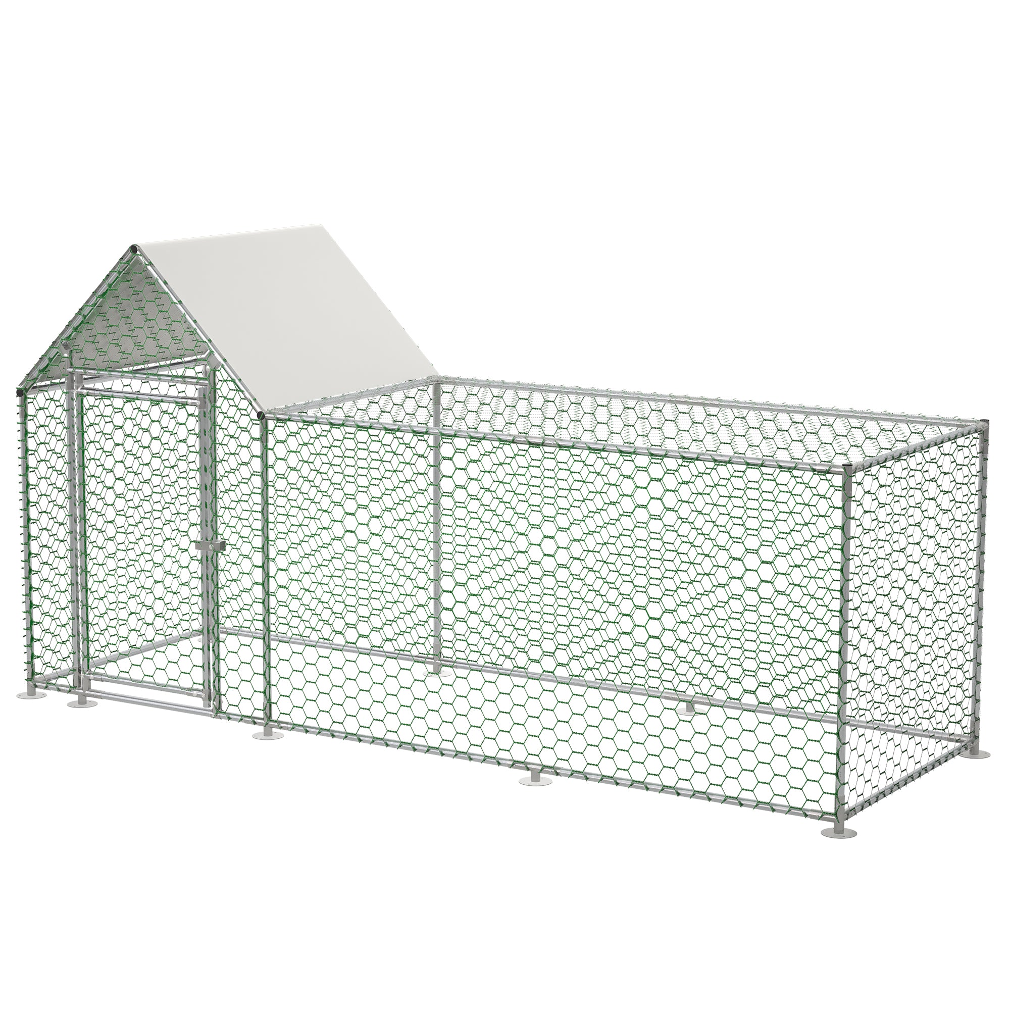 Chicken Coop/Run 3x1x1.5m Safety Lock Waterproof PE Metal Enclosure