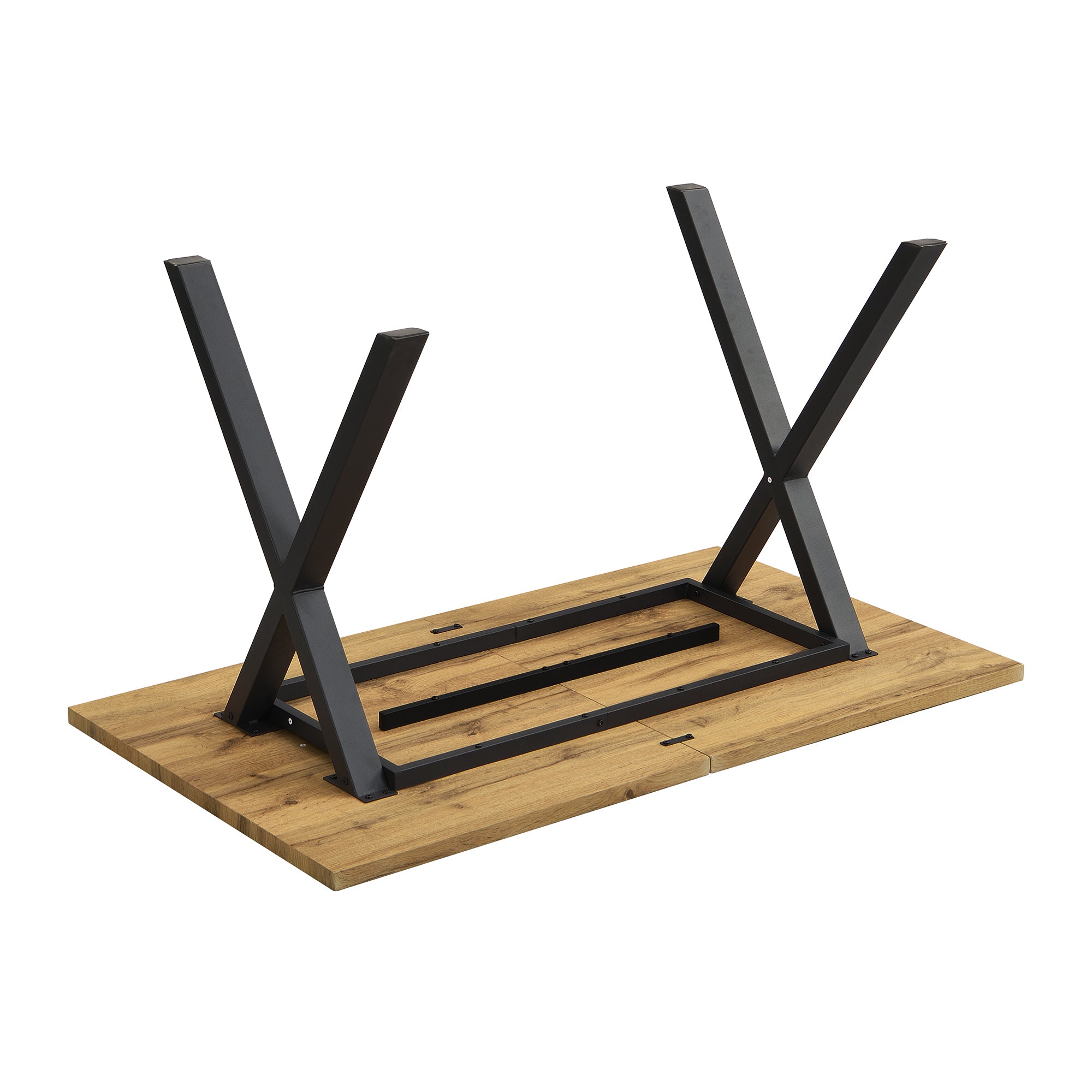 Dining Table Rectangular Crossed Legs 140x80x76cm - Oak/Black