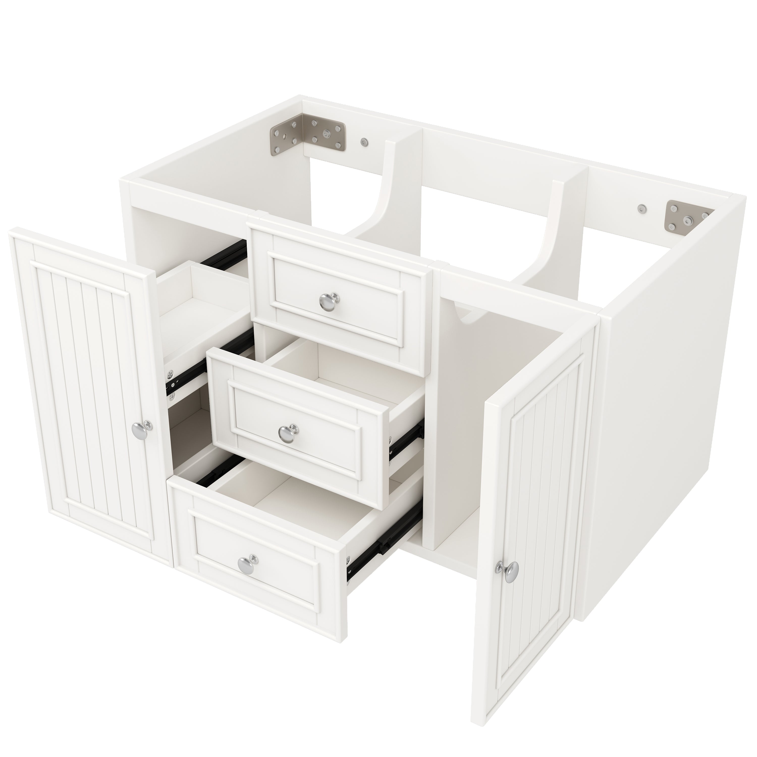 Bathroom Vanity Unit Wall-Mounted 3 Drawers Modern Style 78.5x46x46.8cm - White