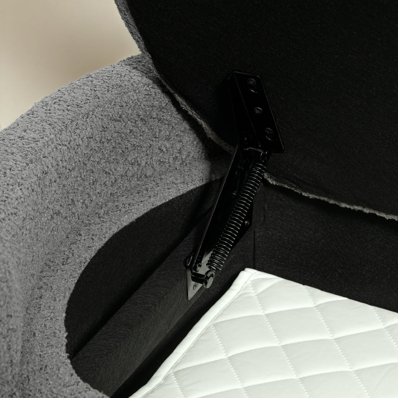 Bench, Upholstered with Storage, Velvet Look, Grey