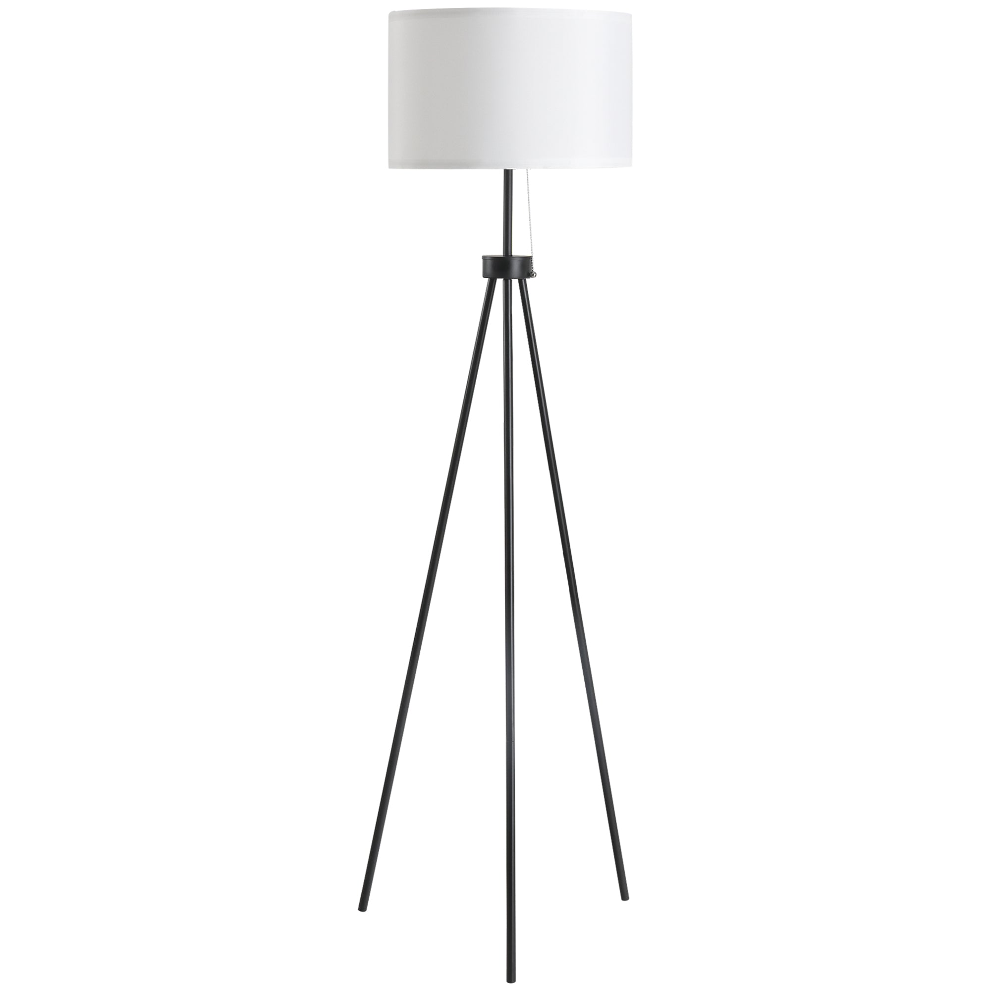 Floor lamp modern E27 stylish, black & white, steel & polyester