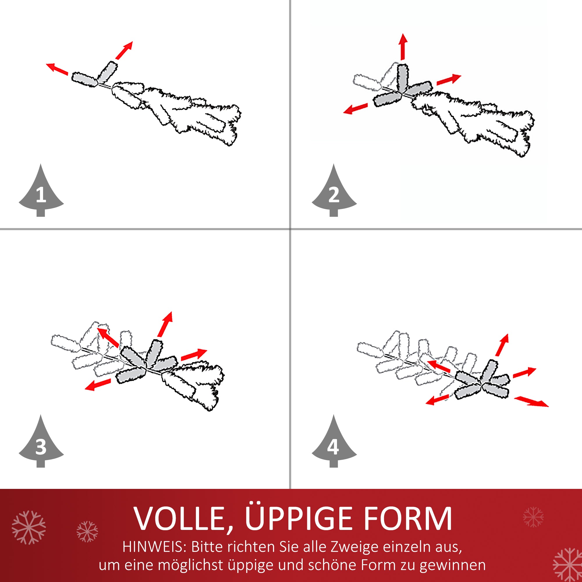 Small Christmas Tree, Mini with Holly Berries, Baubles & LED Lights, Green PVC