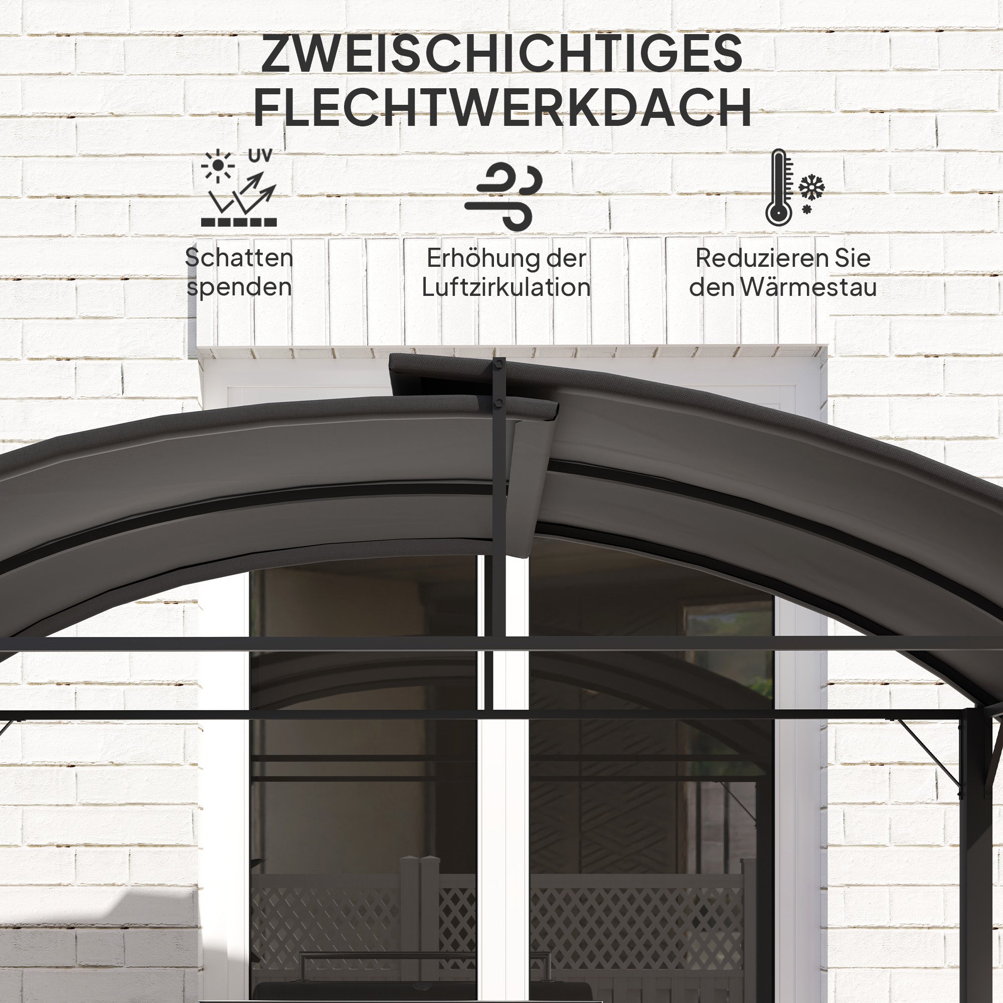 Grill Pavilion, Double Roof Windproof Shelves UV Protection, Dark Grey Steel