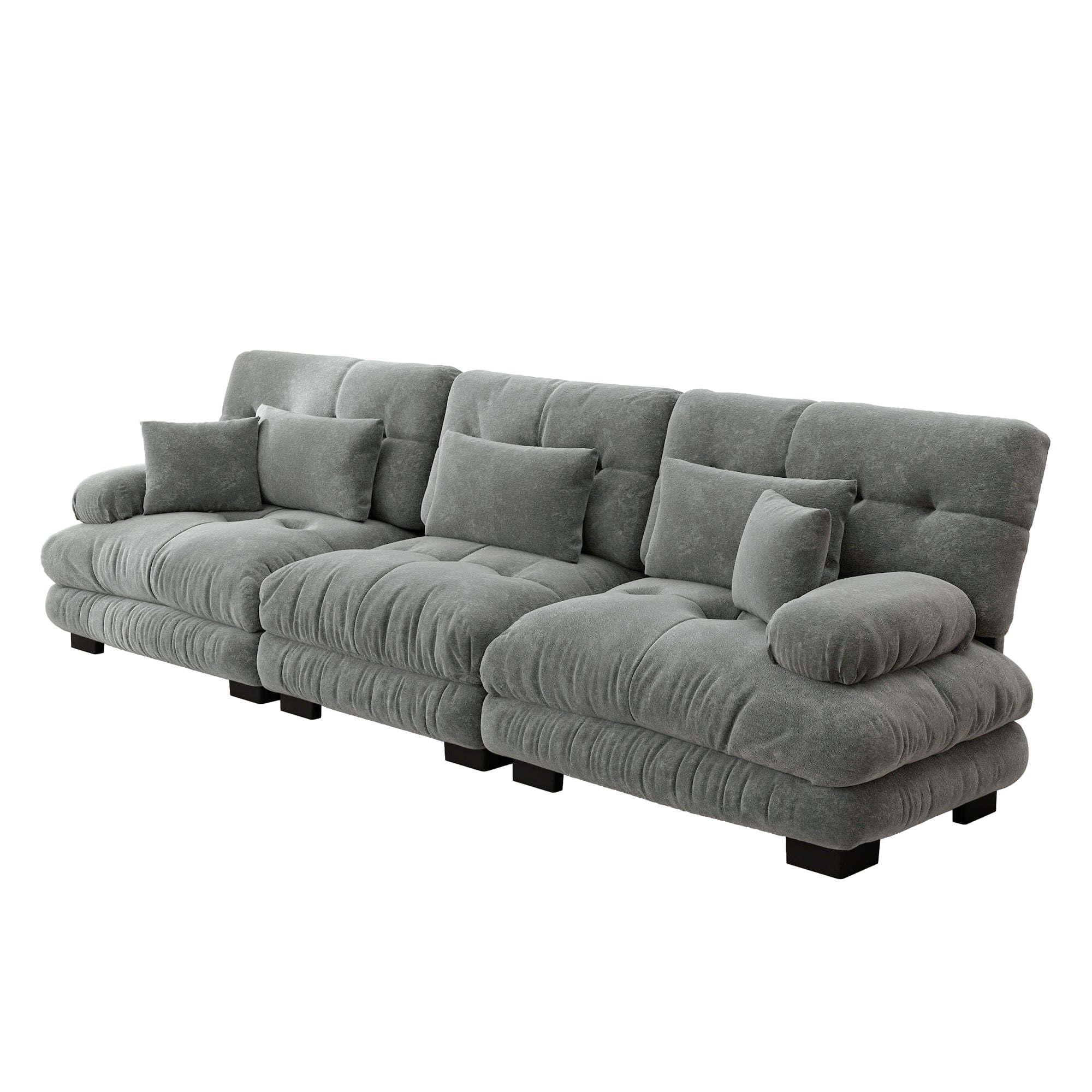 3-Seater Modular Corner Sofa, Deep Seat Sofa Bed, Chenille Grey