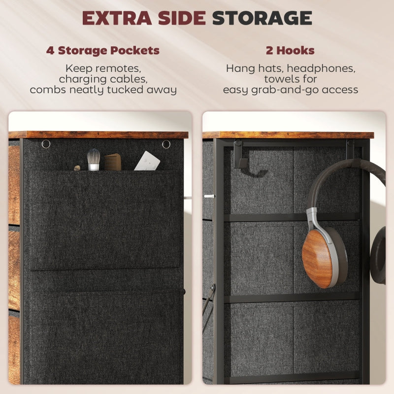 Chest of Drawers, Ten Fabric Storage Units, Rustic Brown