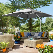 Cantilever Roma Parasol, Square Garden Umbrella with Cross Base, Crank, Tilt, 360° Rotation, Aluminium Frame, Grey