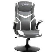 Gaming Chair Ergonomic Adjustable Height Swivel PVC Leather Grey