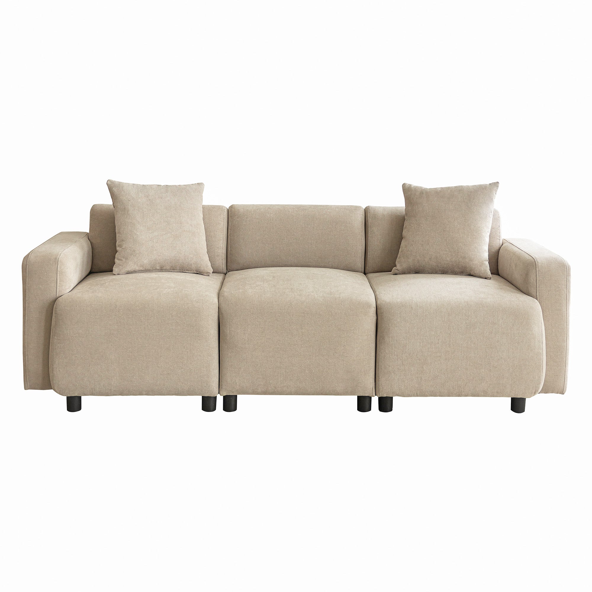 Sofa, 3-Seater Modern Upholstered with Decorative Cushions
