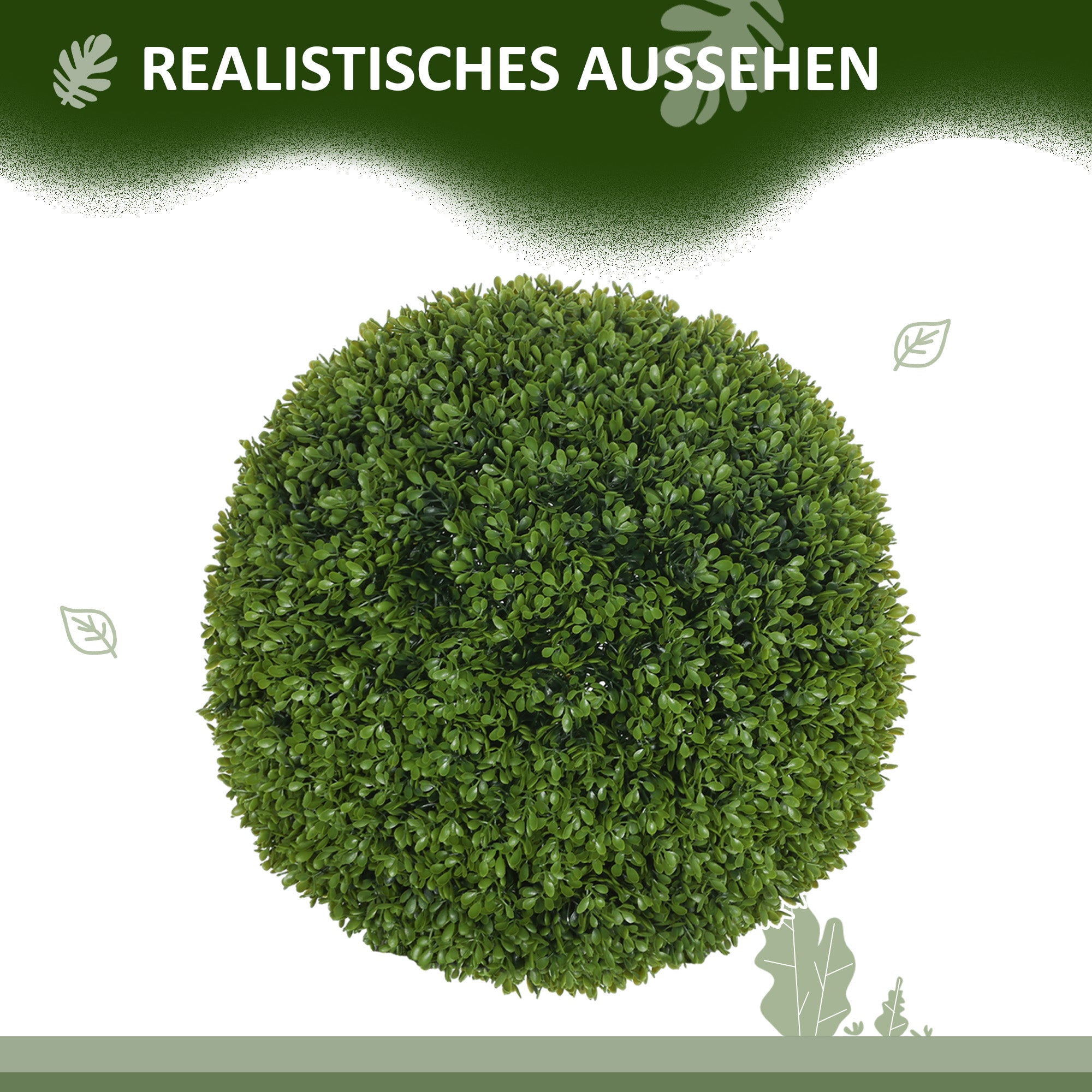 Artificial Boxwood Balls, Set of 2, 40 cm Fake Plastic Plants