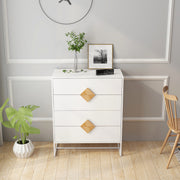 Solid Wood Dresser, 4 Drawers Special Shape Handle, Solid Wood