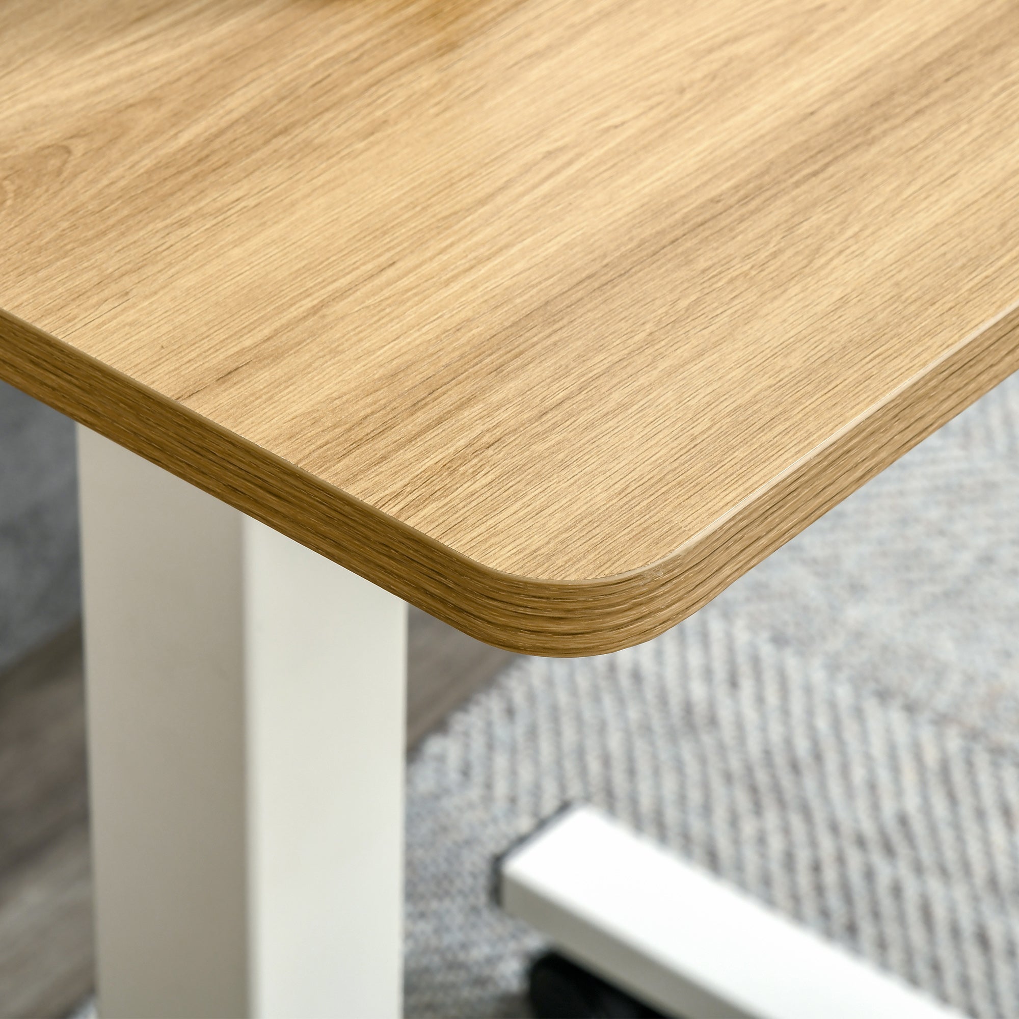 Sit-Stand Desk, Height-Adjustable C-Shaped Laptop Table 70-110 cm, Natural White