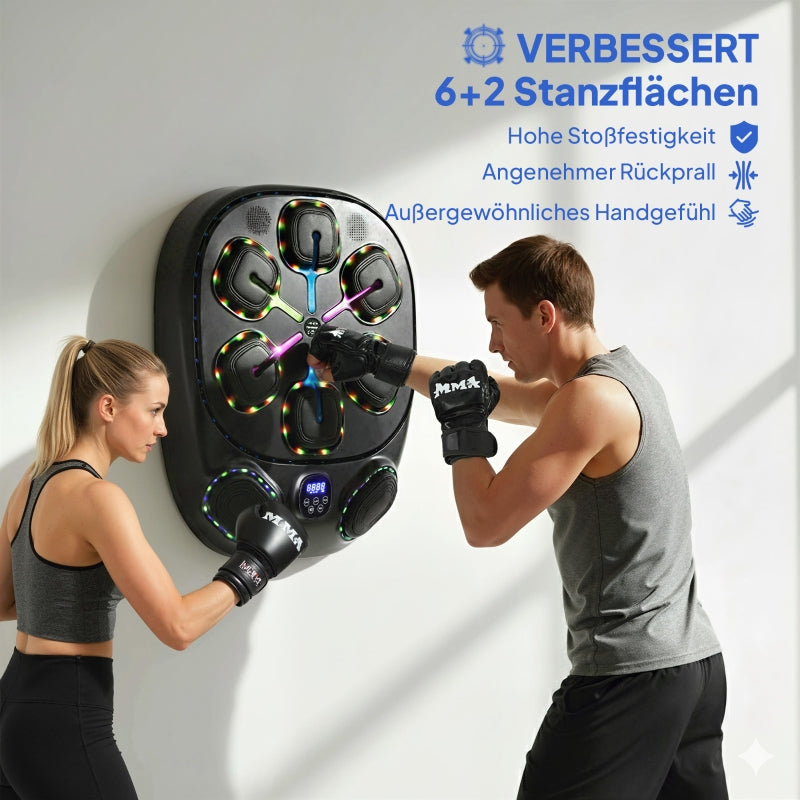 Music Boxing Machine with Dual Striking Zones and 9 Speeds, Bluetooth Gloves, LED