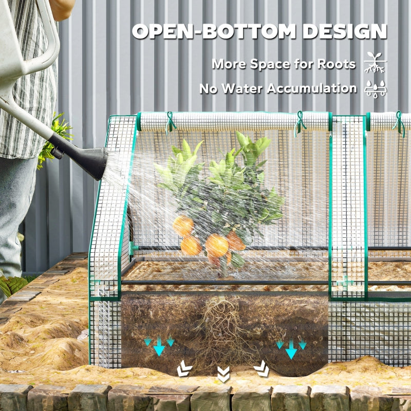 Metal Planter Box Raised Garden Bed with Greenhouse, White and Dark Grey