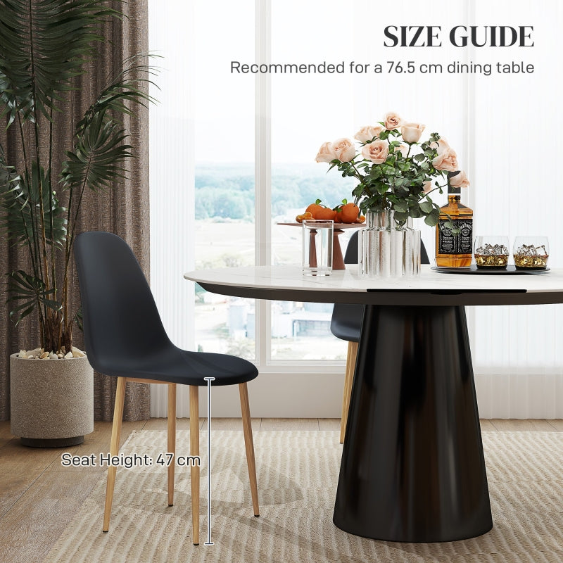 Modern Dining Chairs Set of 4, with Backrest and Steel Legs, Black