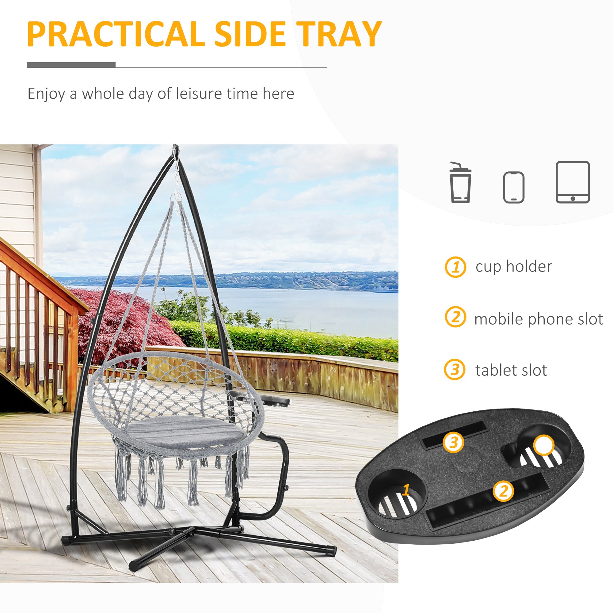 Hammock Chair Stand Heavy Duty C-Stand for Hanging Swing Indoor/Outdoor Metal