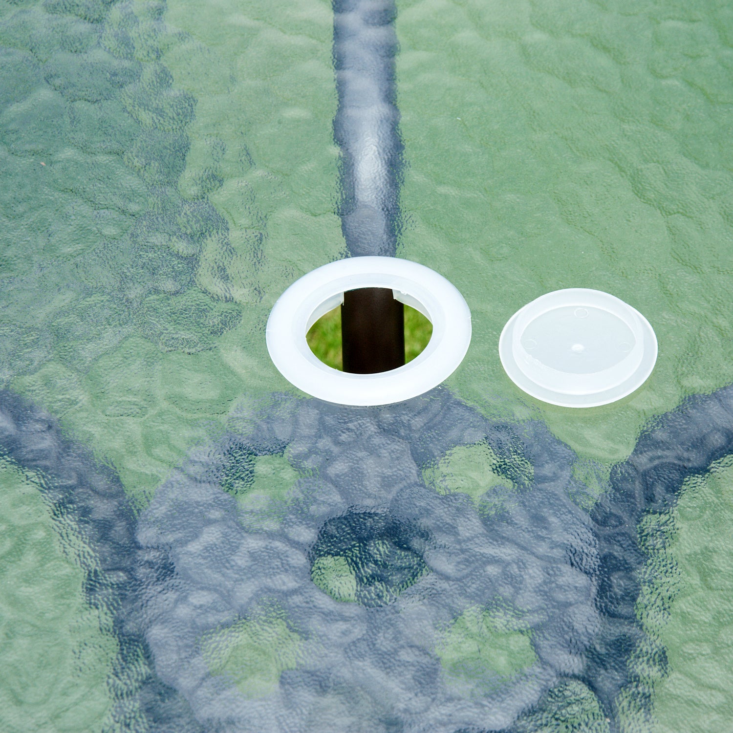 6 Piece Garden Dining Set with Umbrella, 4 Folding Chairs & Round Glass Table, Black