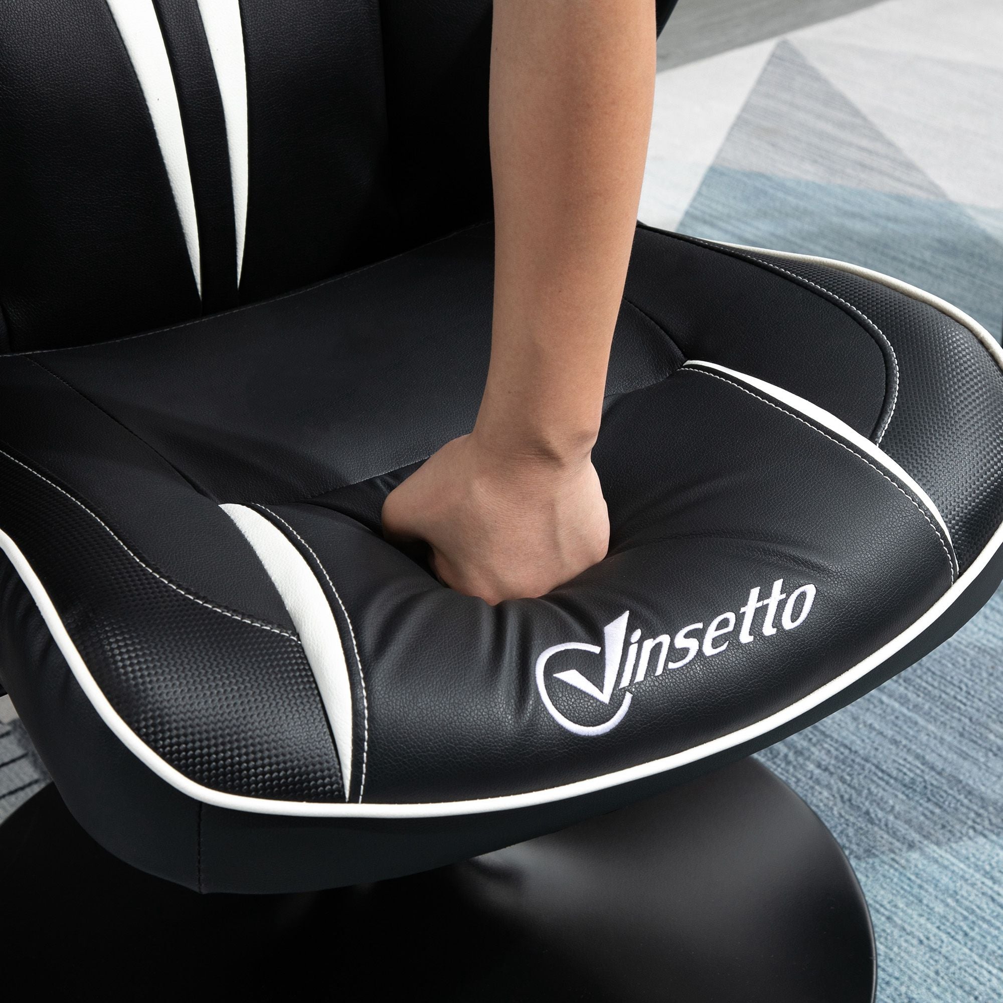 Vinsetto Gaming Chair ergonomic computer chair with rocking function, height adjustable steel black and white