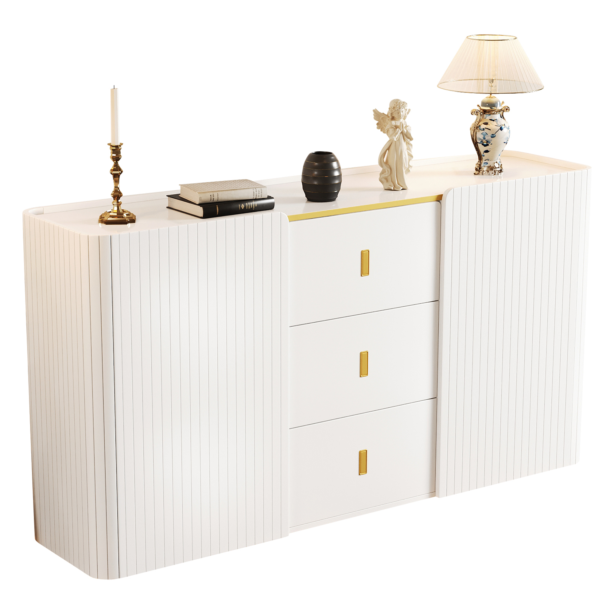 LED Sideboard, 150cm Multifunctional with 2 Doors & 2 Drawers