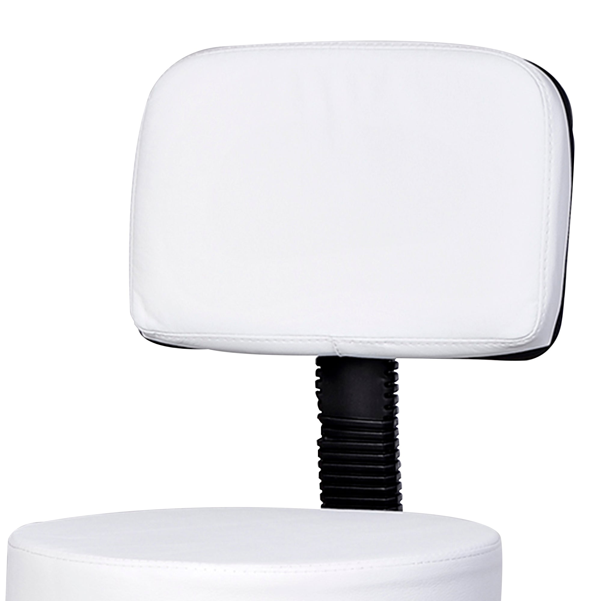 Work Stool, Rolling Swivel, Height Adjustable with Backrest, White