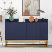 Sideboard, Modern Minimalist 4-Door Handleless Buffet, Navy Blue
