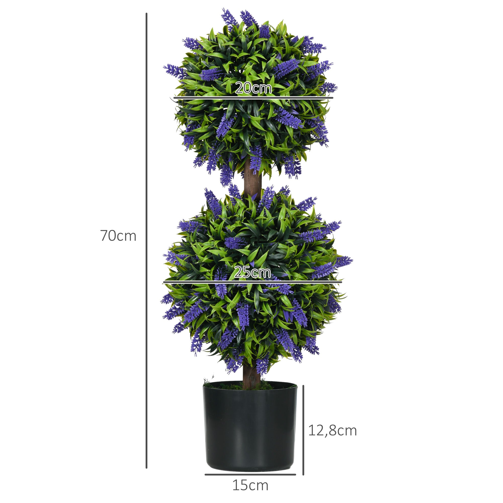 Artificial Plants, Lavender, Set of 2, 70 cm UV-resistant, Green