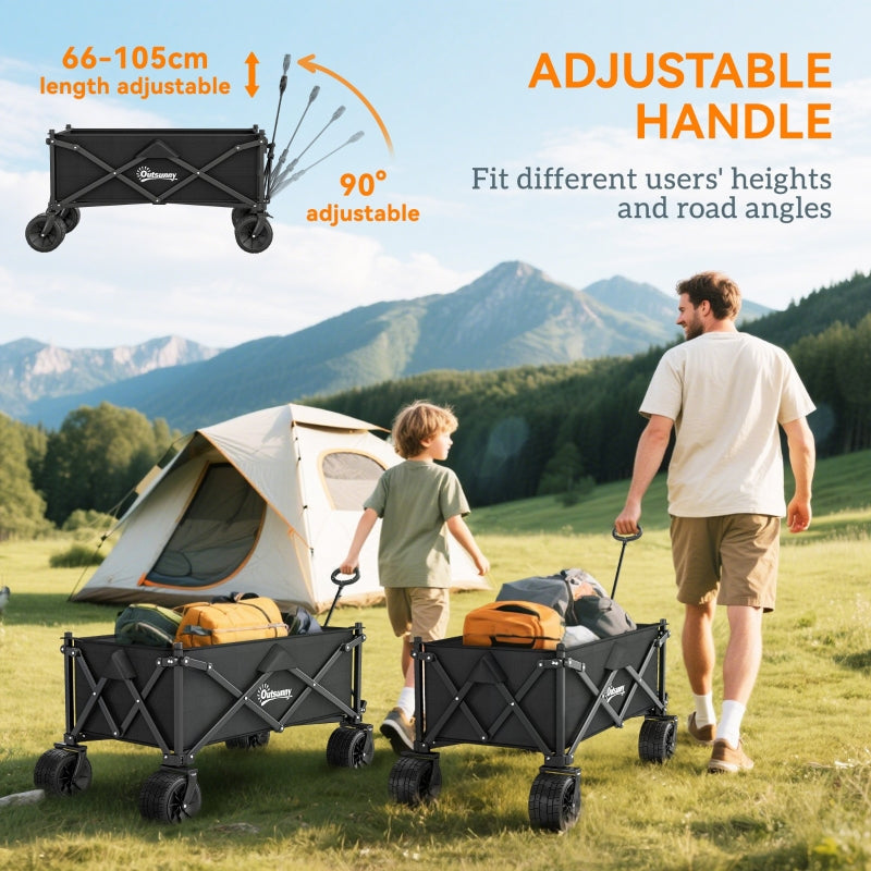 Folding Garden Trolley Outdoor Wagon Cart 120KG Capacity, Black