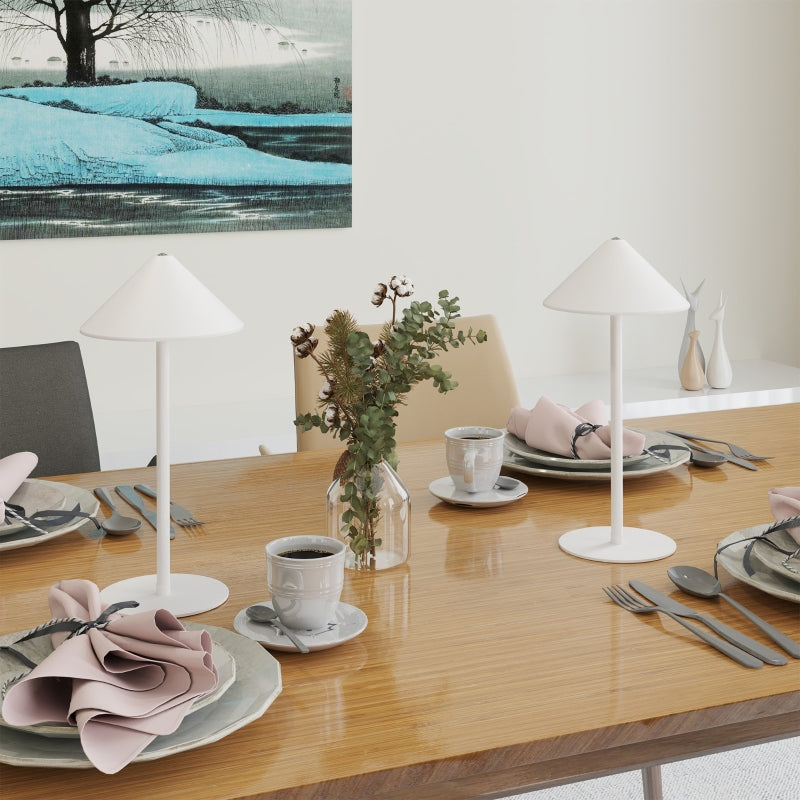 Table Lamp, 3 Light Colors, USB Rechargeable, Metal, White