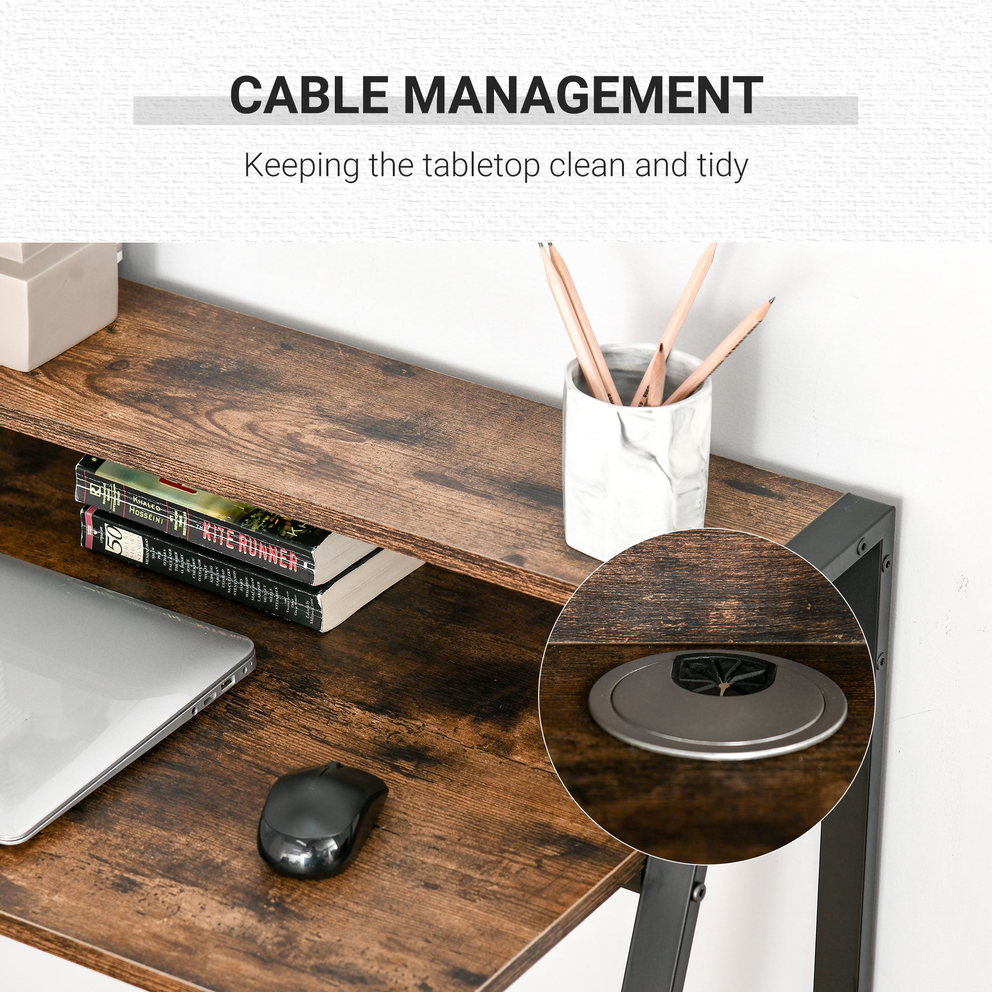 Writing Desk Computer Table Storage Shelf 84L x 45W cm Rustic Brown