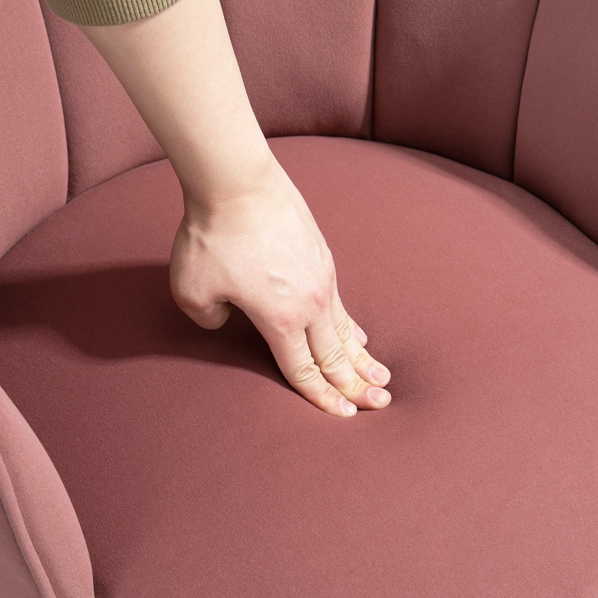 Dining Chair Armchair Backrest Living Room Polyester Rubber Wood Pink